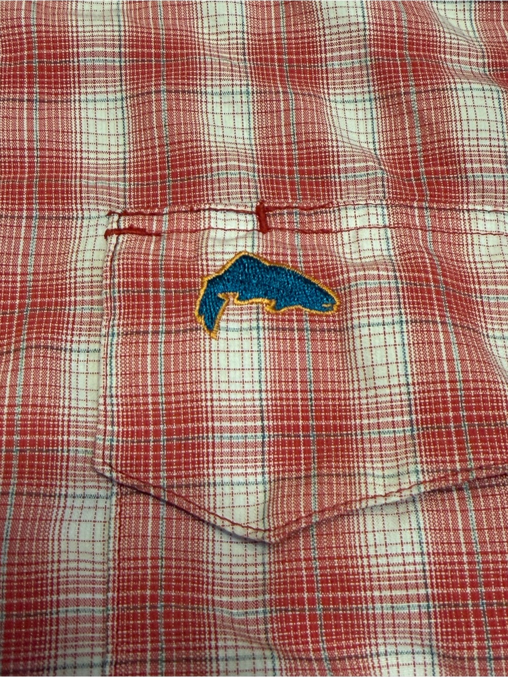Simms Pearl Snap Plaid Check Vented Fishing Shirt Mens Medium Pink Logo Outdoor - Picture 5 of 11